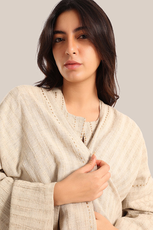 Embroidered cotton linen jacket
